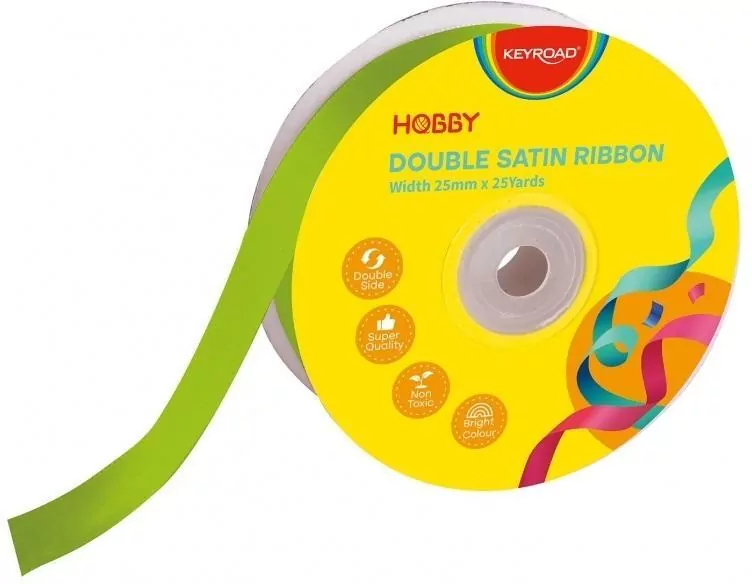 Wstążka podwójna satynowa zielona 25mmx22,86m - tantis.pl