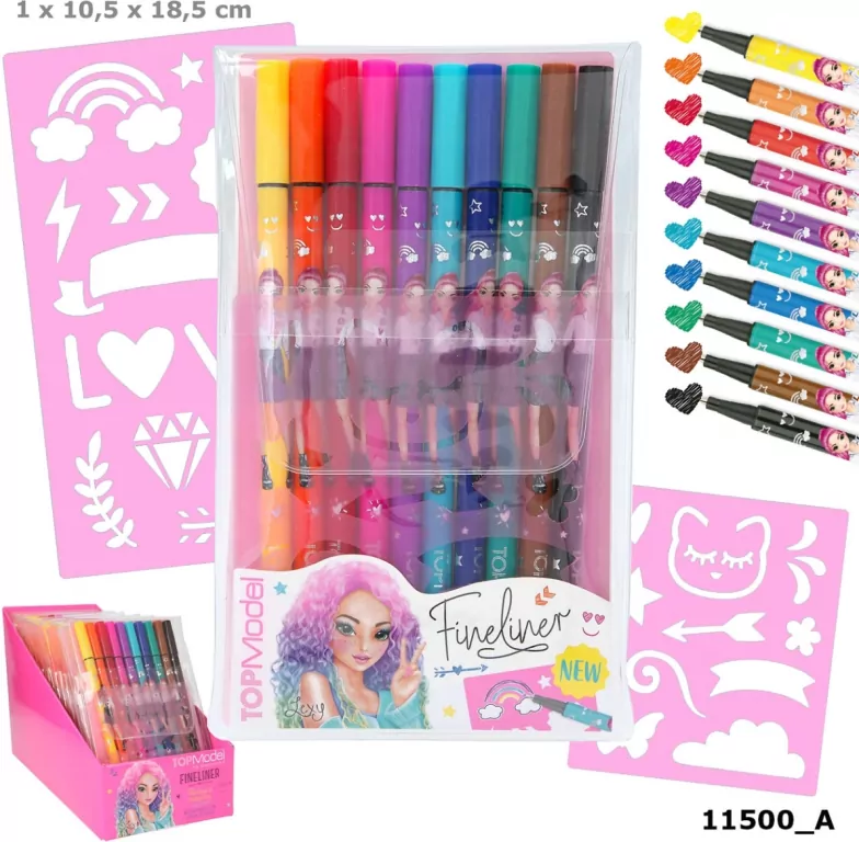 Zestaw cienkopisów z szablonami. Top Model - tantis.pl