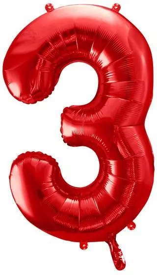 Balon foliowy cyfra 3 86cm czerwony - tantis.pl