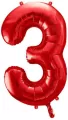 Balon foliowy cyfra 3 86cm czerwony - tantis.pl