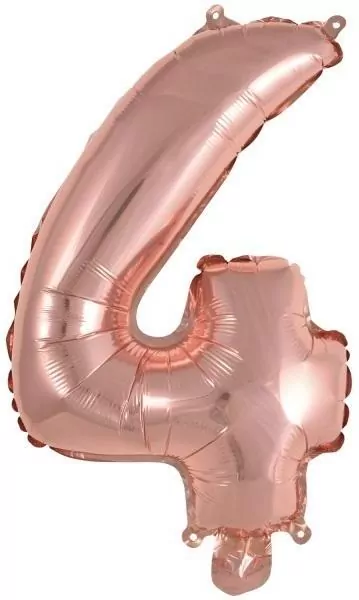 Balon foliowy mini cyfra 4 różowe złoto 32x40cm - tantis.pl