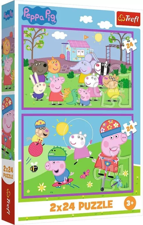 Puzzle 2x24 Peppa na placu zabaw TREFL - tantis.pl