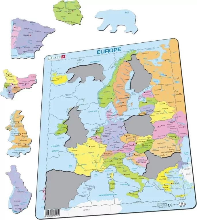 Larsen. Puzzle Maxi. Mapa polityczna Europy - tantis.pl