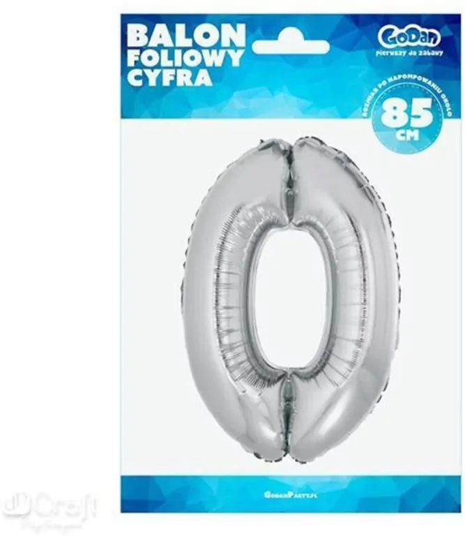 Balon foliowy cyfra 0 Beauty&Charm srebrna 92cm - tantis.pl