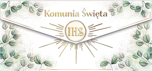 Koperta Komunia. Kielich z eukaliptusem - tantis.pl