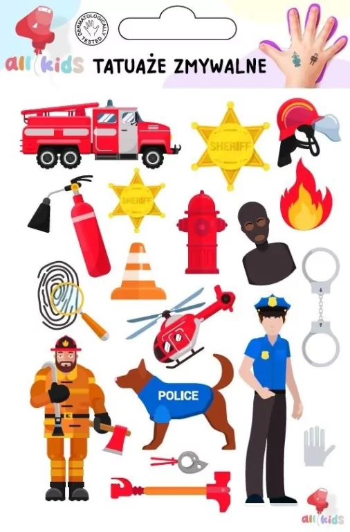 Tatuaże zmywalne dla dzieci Strażak i policjant - tantis.pl