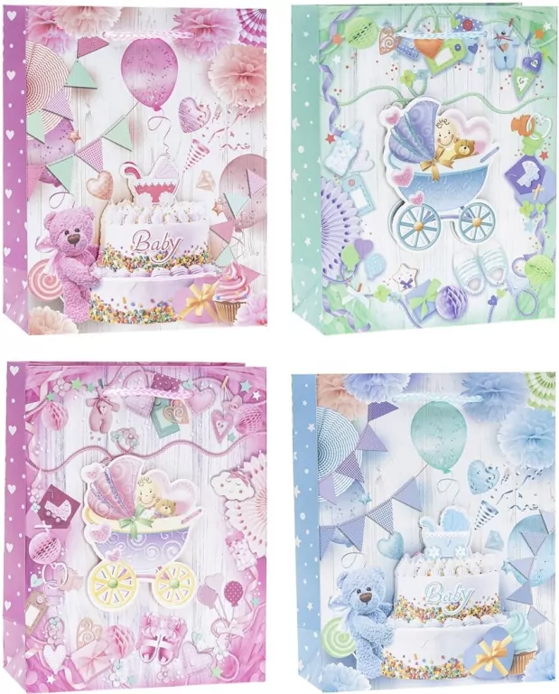 Torebka Pop-Up 3D Narodziny 26x32x10cm mix ROZETTE. 1 sztuka - tantis.pl