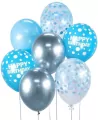Balony B&C srebrno-niebieski Happy Birthday 7szt - tantis.pl