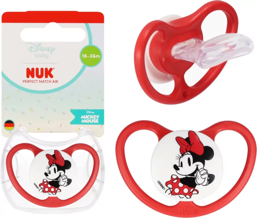 NUK. Perfect Match. Smoczek z silikonowym smoczkiem. Miki. Czerwony - tantis.pl