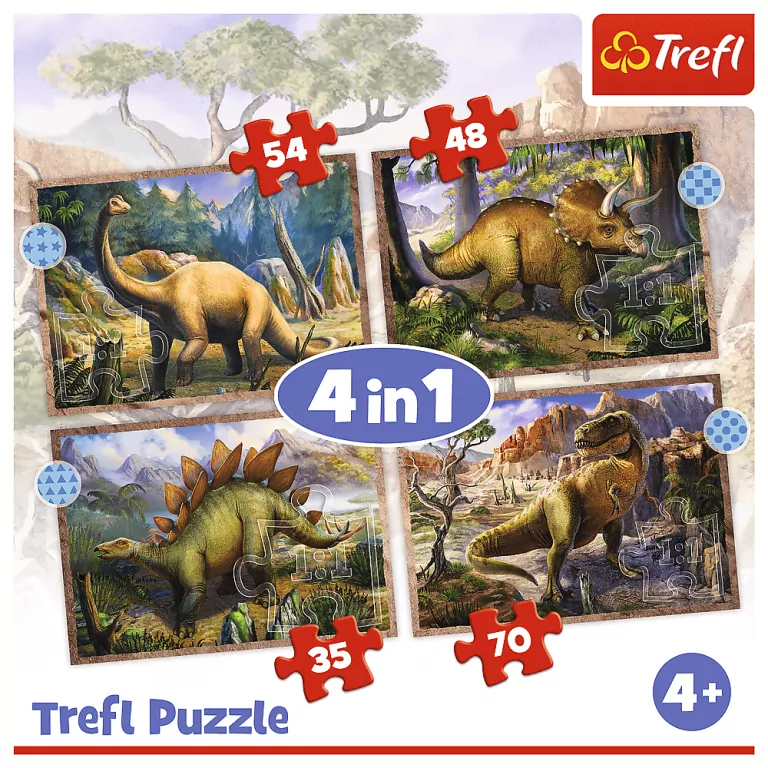 Puzzle 4w1. Ciekawe dinozaury. 34383 - tantis.pl