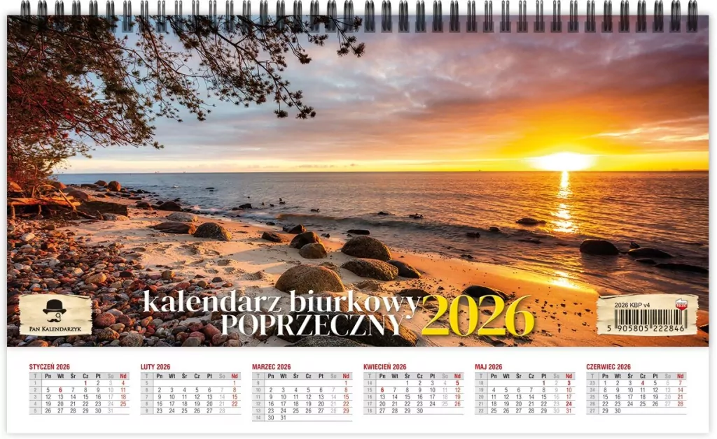 Kalendarz 2026 biurkowy tygodniowy poprzeczny - tantis.pl