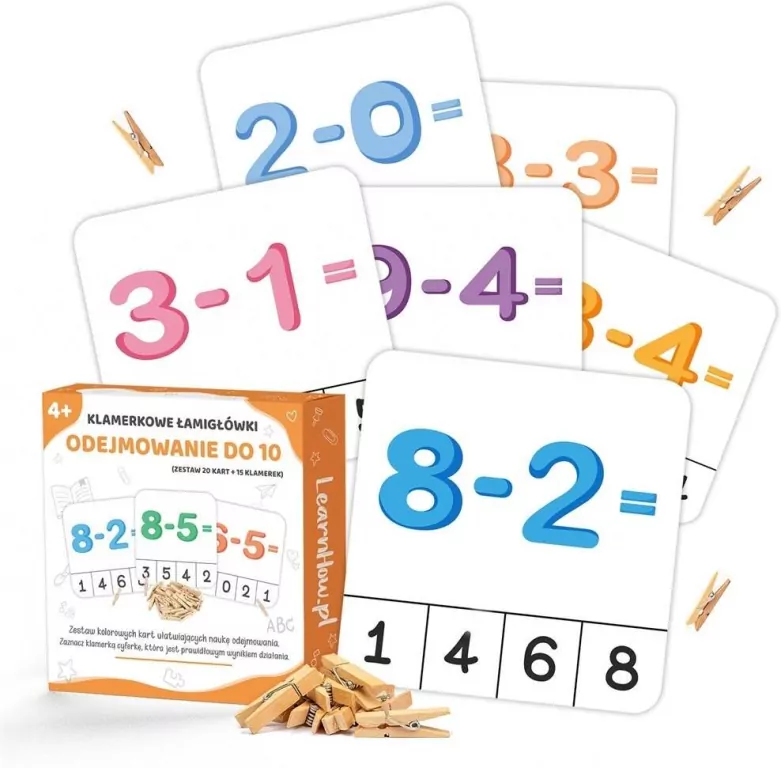 Odejmowanie do 10. Klamerkowe łamigłówki - tantis.pl