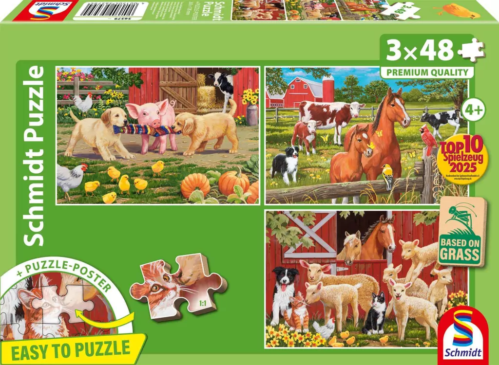 Puzzle 3x48 Zwierzęta na farmie - tantis.pl
