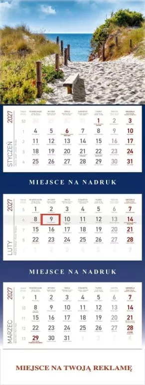 Kalendarz 2027 trójdzielny Morze - tantis.pl