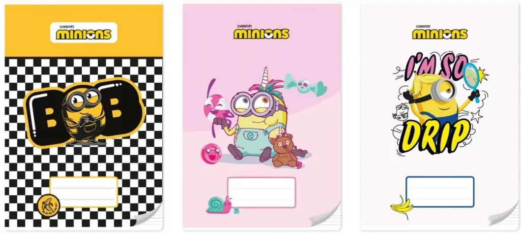 Zeszyt A4/32K Kolorowe trzy linie Minionki - tantis.pl