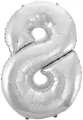 Balon foliowy cyfra 8 Beauty&Charm srebrna 92cm - tantis.pl