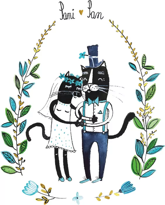 Karnet B6 Ślub Czarne koty - tantis.pl