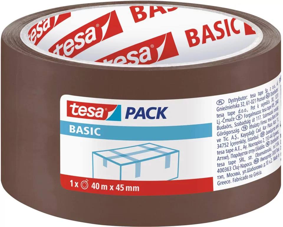 Taśma pakowa Tesa Basic brązowa 40mx45mm - tantis.pl