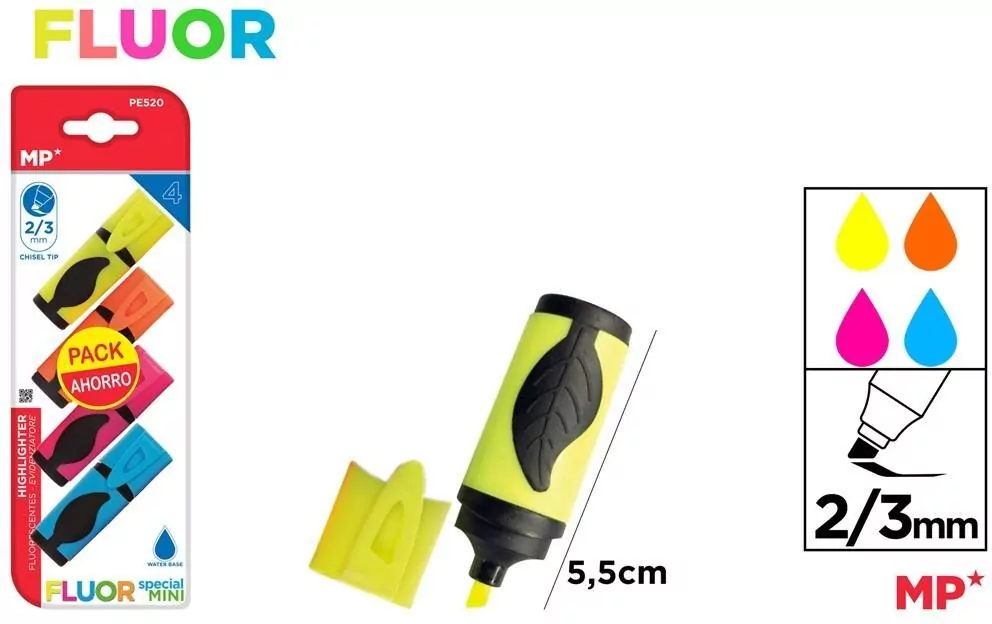 Zakreślacz fluorescencyjny mini 4 kolory - tantis.pl