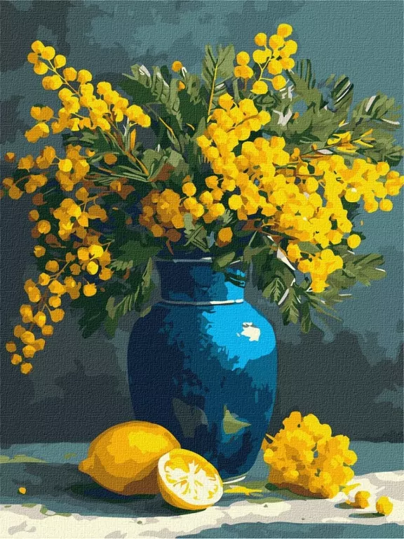 Malowanie po numerach - Mimoza i cytryny 30x40cm - tantis.pl