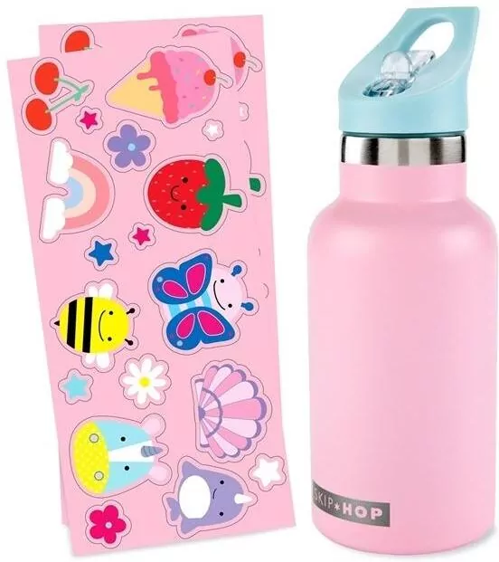 Butelka termiczna z naklejkami 380ml różowa - tantis.pl