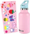 Butelka termiczna z naklejkami 380ml różowa - tantis.pl