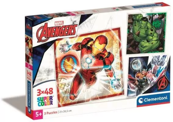 Clementoni. Puzzle 3x48. Super Kolor. The Avengers - tantis.pl