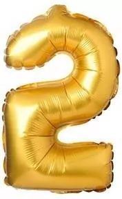 Balon foliowy. Cyfra 2. Matowy złoty 69cm - tantis.pl