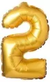 Balon foliowy. Cyfra 2. Matowy złoty 69cm - tantis.pl