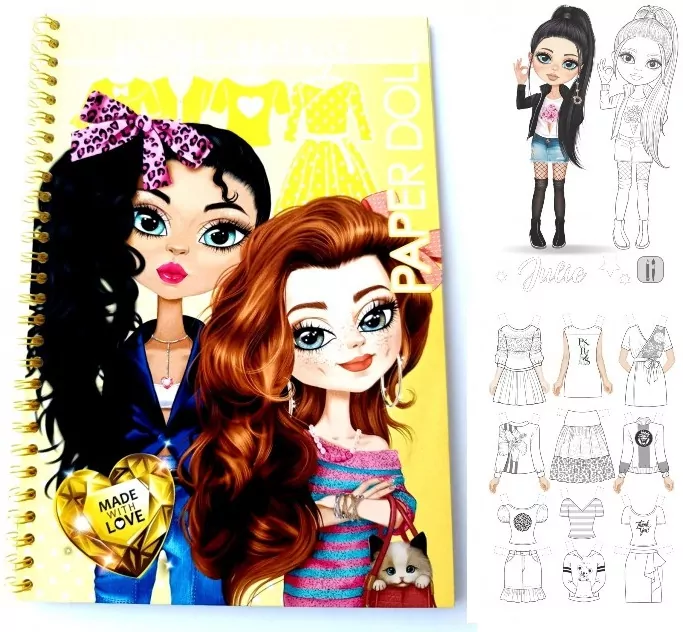 Lalki. Wycinanki kolorowanki - żółte - tantis.pl