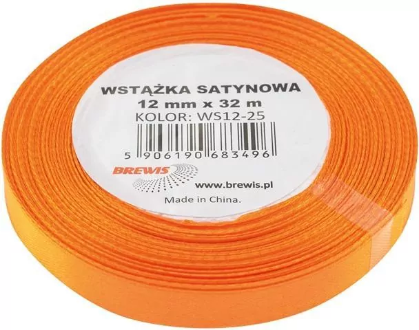 Wstążka satynowa pomarańczowa 12mmx32m - tantis.pl