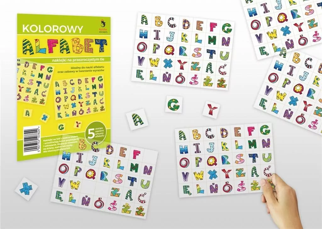 Naklejki kolorowy Alfabet 5 arkuszy - tantis.pl