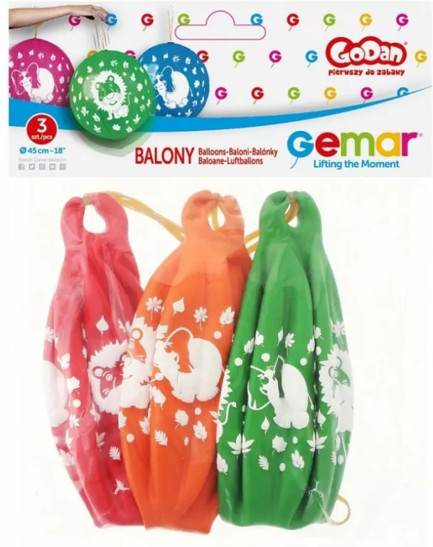 Balony premium "Dżungla" piłki z gumką op3szt GB/PG06 - tantis.pl