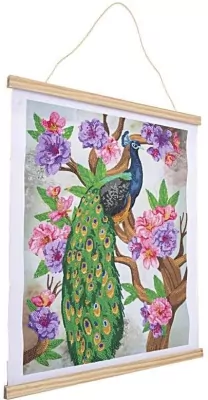 Plakat 35x45cm z mozaiką diamentową Paw i piwonia