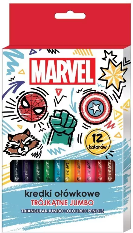 Kredki ołówkowe trójkątne jumbo Avengers 12 kol - tantis.pl