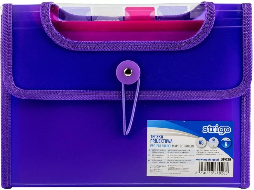 Teczka A5 z przekładkami V-file fioletowa - tantis.pl