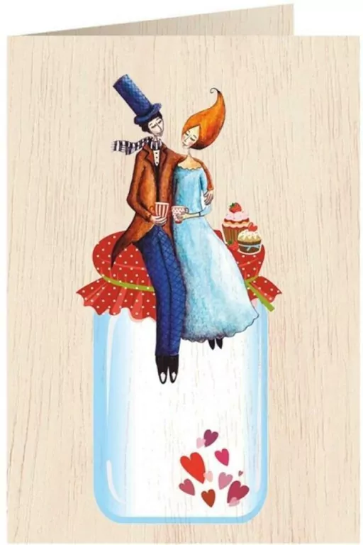 Karnet drewniany C6 + koperta Ślub Słoik - tantis.pl