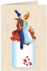 Karnet drewniany C6 + koperta Ślub Słoik