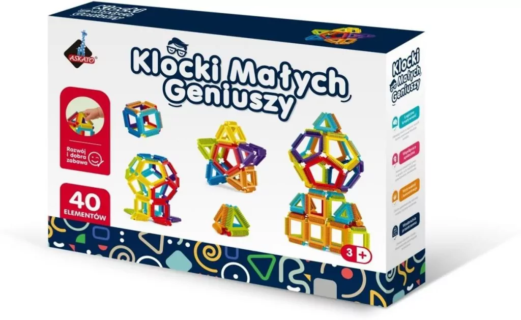 Klocki małych geniuszy geometryczne szczotki 40el - tantis.pl