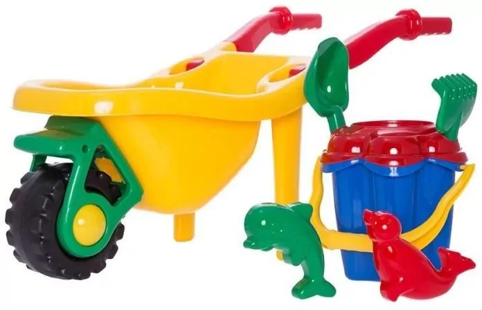 Taczka z kompletem. Kwiatek, 6 elementów. Mix - tantis.pl