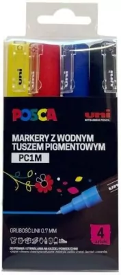 Markery plakatowe PC-1M 4 kolory POSCA UNI