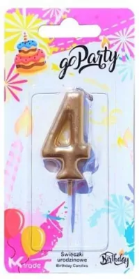 Świeczka urodzinowa "4" złota