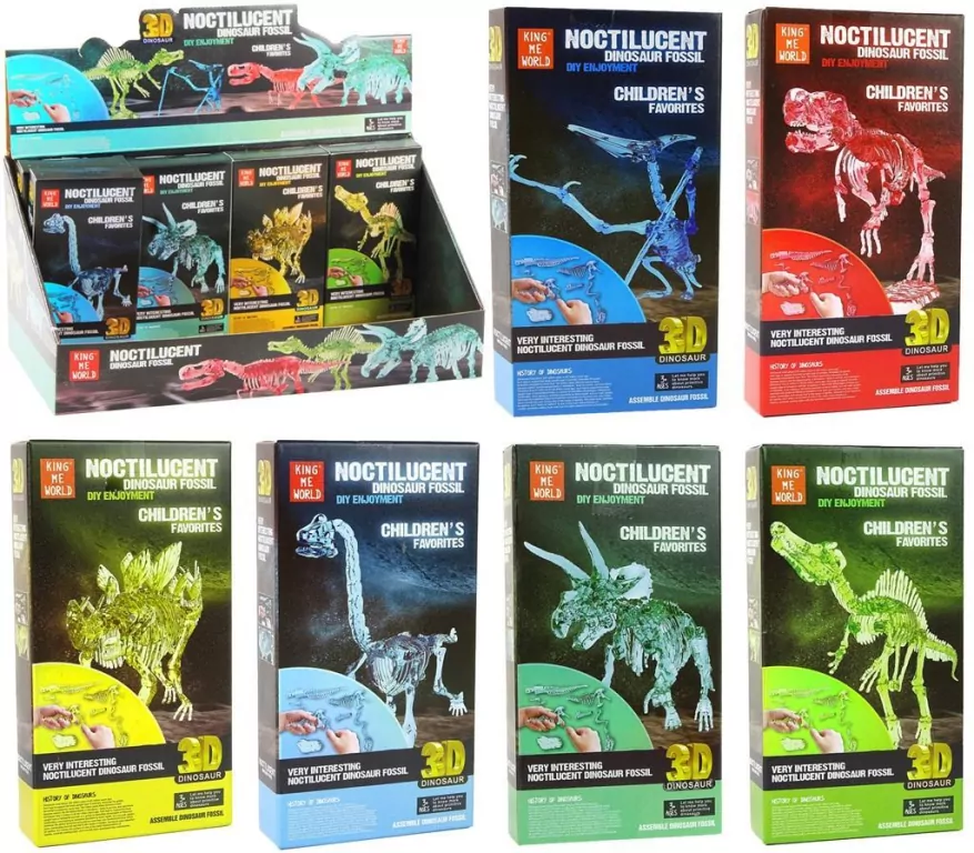 Szkielet dinozaura do składania świecący MIX - tantis.pl