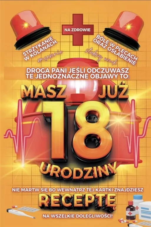 Karnet Urodzinowy z receptą 18 - tantis.pl