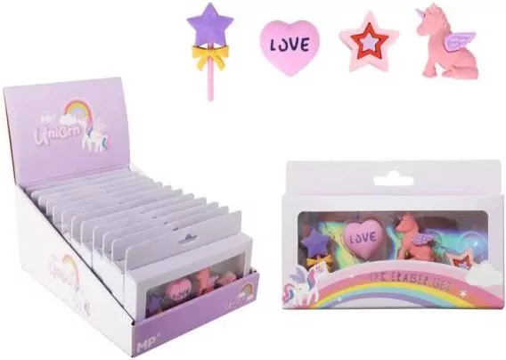 Gumki ścieralne Unicorn 4szt - tantis.pl