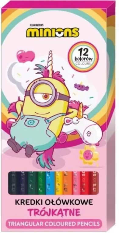 Kredki ołówkowe trójkątne Minionki 12 kolorów - tantis.pl