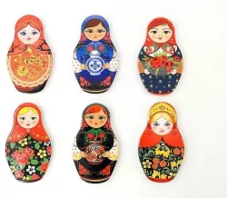 Magnes matrioszka 10x6cm ceramiczny MIX