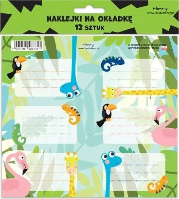 Naklejki na zeszyty - Żyrafa (12szt) - tantis.pl