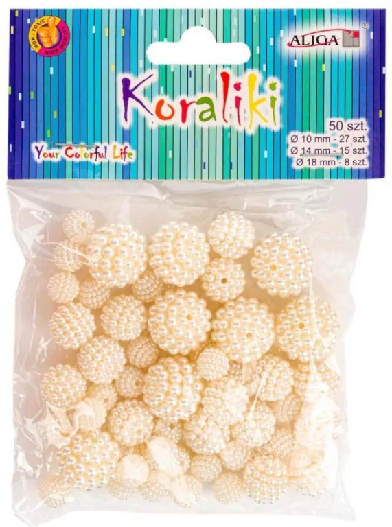 Koraliki plastikowe perłowe 50szt - tantis.pl