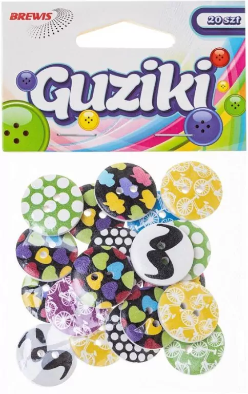 Guziki kolorowe wzory 20szt - tantis.pl